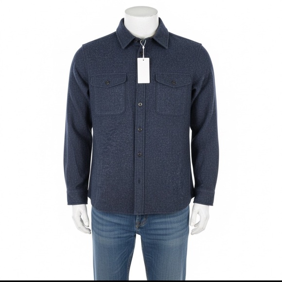New Outerknown 100% Wool Shirt Jacket Navy Heather Men’s size variation $268 - Picture 1 of 15